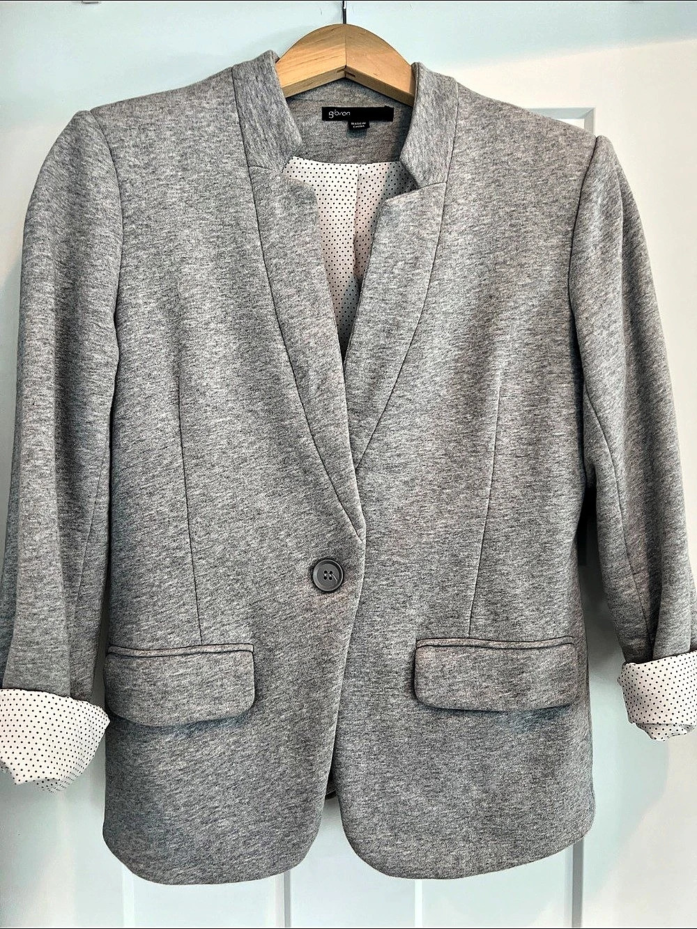 Gibson Inverted Notch Collar Cotton Blend Knit Blazer Gray